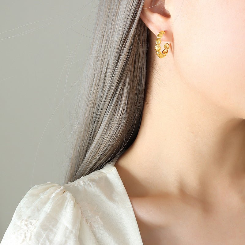 Hong Kong Style Ins Trendy Fashion Commuter Copper Shell C- Shaped Earrings Ear Rings